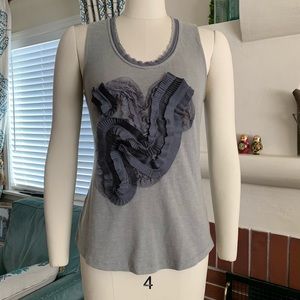 Anthropologie McGinn Army Green Ruffled Tank sz S